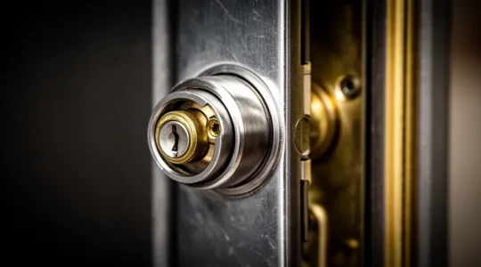 Détail technique d'une serrure certifiée A2P avec ses éléments de sécurité visibles