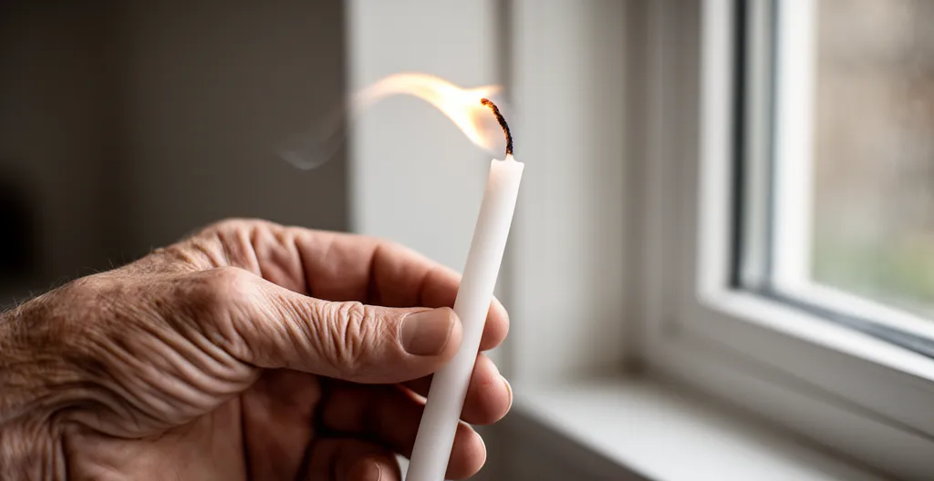 Test de détection des fuites d'air autour d'une fenêtre avec la flamme d'une bougie vacillante