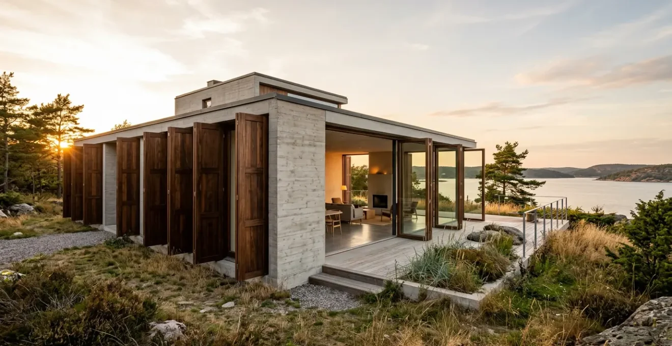 Volets à panneaux pleins modernes sur maison contemporaine au rez-de-chaussée offrant sécurité et élégance architecturale