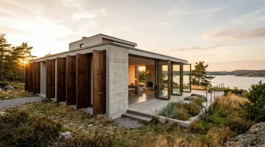 Volets à panneaux pleins modernes sur maison contemporaine au rez-de-chaussée offrant sécurité et élégance architecturale