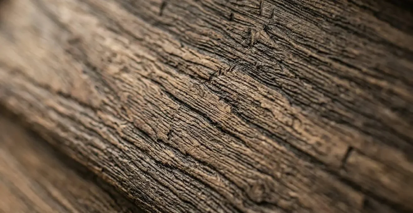 Détail macro de la texture veinée d'un volet composite haute qualité