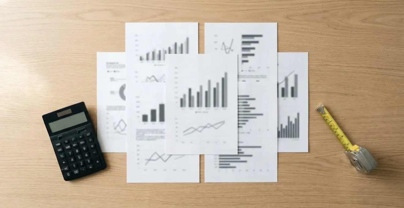 Documents de devis détaillés étalés sur une table de travail avec calculatrice et stylo