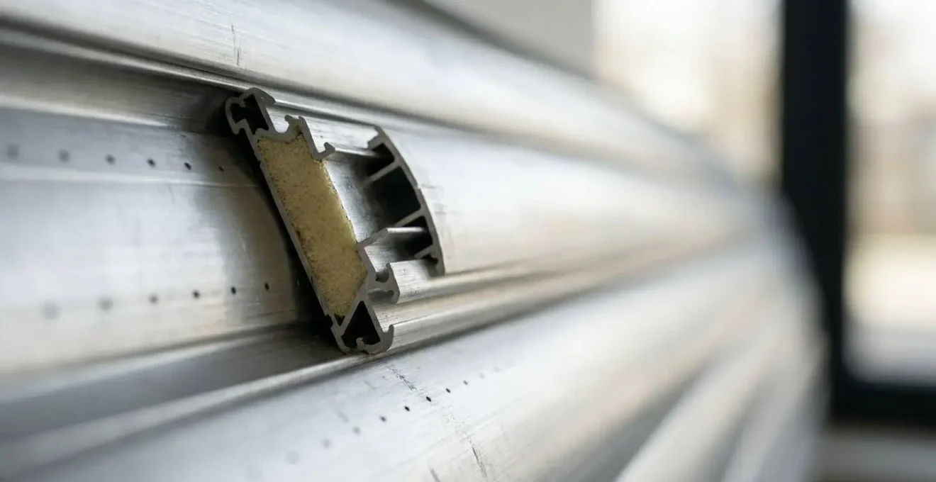Grande baie vitrée de 3 mètres équipée de volets roulants en aluminium