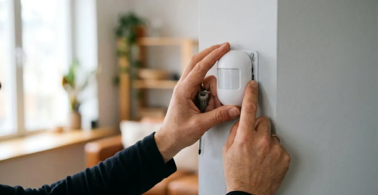 Installation d'un détecteur de mouvement sans fil dans l'angle d'une pièce