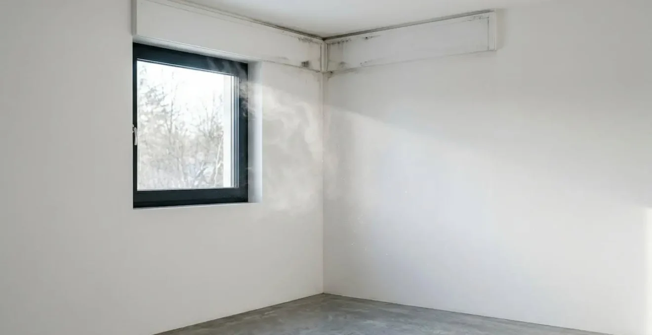 Vue en coupe d'un coffre de volet roulant montrant les zones de fuites d'air périphériques