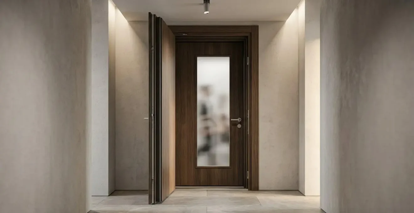 Porte d'entrée acoustique moderne avec joints périphériques visibles